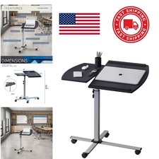 Rolling Adjustable Laptop Cart with Ergonomic Tilt and Locking Casters Graphite picture