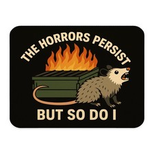 Funny Sarcastic Opossum Dumpster Fire Mouse Pad Office Desk Mat 9.5x7.9 Inch picture