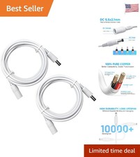 Durable 3ft DC Power Extension Cord 5.5mm x 2.1mm, Indoor/Outdoor Use - White picture