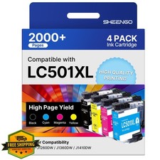 SHEENGO LC501XL Ink Cartridges 4 Pack Black Cyan Magenta Yellow Brother picture
