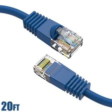 20FT Cat5E RJ45 Network LAN Ethernet UTP Patch Cable Cord Snagless Boot Blue picture
