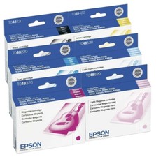 Set 6 GENUINE Epson 48 Ink for R200 R220 R300 R320 R340 RX500 RX600 No Bag picture
