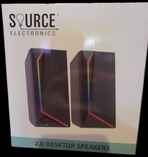 Source Electronics 2.0 Desktop Speakers USB-C 3.5mm Touch Light Control Black picture
