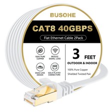 BUSOHE Cat 8 Ethernet Cable 3 FT 2Pack, 40Gbps 2000Mhz High Speed Flat Cat8 Cabl picture