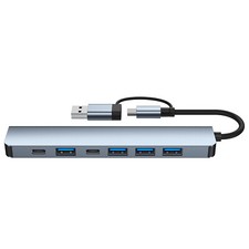 CAMVATE 7-in-2 Docking Station Portable USB-C/A Hub w/USB-C PD 5W 5Gbps Data Tra picture