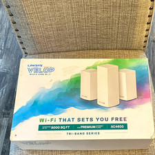 Linksys Velop AC6600 Tri-Band Mesh WiFi Router System 3-Pack White WHW0303 picture