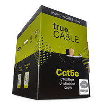 Truecable Cat5E Riser (CMR), 1000Ft, Gray, 24AWG 4 Pair Solid Bare Copper, 350Mh picture