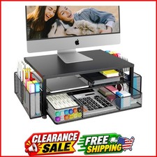 Desk Organizer and Accessories, 2-Tier Riser with Drawer and 2 Pen Holders, L... picture