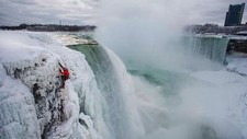 Landscape winter snow nature niagara falls ice climbing Custom Gaming Mat Desk picture