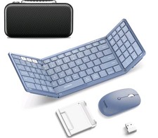 Foldable Keyboard and Mouse, Folding Bluetooth Keyboard Combo, 2.4G + BT5.0 x... picture