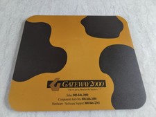 Gateway 2000 Cow Print Mouse Pad Vintage Yellow And Black picture