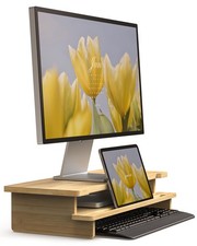 23” Bamboo Monitor Stand with Phone & Tablet Holder Desk Shelf picture