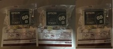 3 New Sealed Epson 68 Black Inkjet Cartridges TRIPLE SEALED BAGS T0681 picture