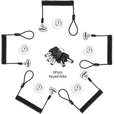 Keyed Alike 5Pack Security Hardware Cable Lock Kit,Retractable Cable Lock Por... picture