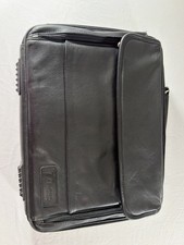 Vintage Targus Black Leather Padded Laptop Bag Case 14