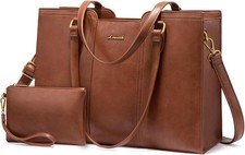 Waterproof Work Bag for Women & Vintage Laptop Tote Purse with Wristlet picture