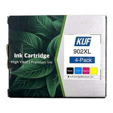 KUF 902XL Ink Cartridge 4-Pack High Yield Black Cyan Magenta Yellow For HP New picture