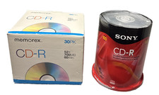 Sony CD-R 700MB Storage Discs 100 Pack & Memorex CD-R 700MB 52X 30 Pack Lot of 2 picture