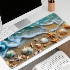1PC Ocean Beach Starfish Shells  2D Flat Large Desk Computer Gaming Mouse Pad √ picture