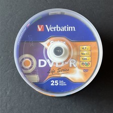 Verbatim 4.7 GB DVD-R 120 Minutes CD 25 Pack NEW picture
