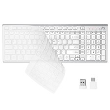 Wireless Silent Keyboard USBC Low Profile Compact Full Size Silver picture