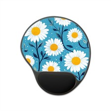 Daisy Pattern Mouse Pad with Wrist Rest | Floral Office Desk Mat picture