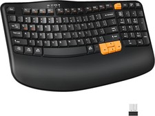 RECCAZR Ergonomic Wireless Keyboard with Wrist Rest, Wave Keys for Comfortable N picture