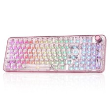X98 Clear Wireless Mechanical Keyboard with Knob (Pink, Snow Switch) picture