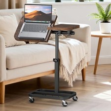 Portable Rolling Over Bed Laptop Desk, 14.76 x 18.5 x 15.94 inches, Brown picture