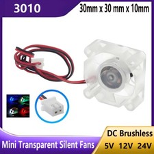 3010 Cooling Fan Mini Transparent Silent Fans Brushless LED Light DC 5V 12V 24V picture