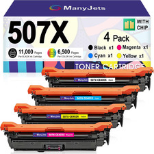 With Chip 4-Pack Toner Cartridge Black Cyan Magenta Yellow 507X HP BN M551 picture