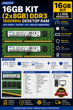 Samsung 16GB (2x8GB) DDR3 1600MHz PC3-12800U 240-Pin Desktop RAM 2Rx8 picture
