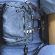 Vintage TUMI Tech Messenger Bag Leather Cloth Laptop Shoulder Gray  Brown & Case picture