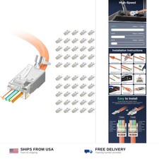Cat6A Cat7 RJ45 Pass Through Connectors Shielded STP/FTP 50 Pack picture
