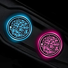 2 PCS LED Car Cup Holder Lights, 7 Colors Changing USB Charging Interstellar picture