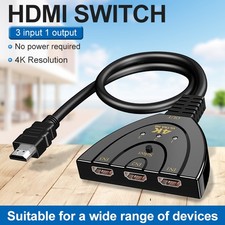 3 Port HDMI Splitter Cable 8MP 4K Switch Switcher HUB Adapter for HDTV PS4 Xbox picture