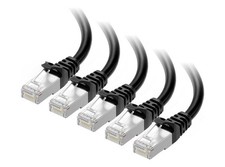 Cable Matters 10Gbps 5-pack Snaggles Shielded Cat 6A Cable 1ft Black picture