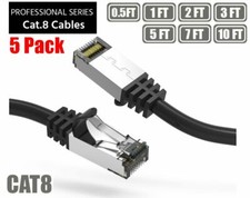 5 Pack Cat.8 S/FTP (SSTP) CAT8 Ethernet Network 2GHz Cable 1Ft 2 3 5 7 10 Ft Lot picture