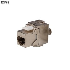 12 Pcs Cat6A RJ45 Toolless Keystone Jack FTP Shielded 180 Degree Die Cast Module picture