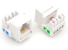 10 Pcs CAT3 RJ11 6P4C Phone Telephone Keystone Jack 110 H-Modular White CAT 3 picture