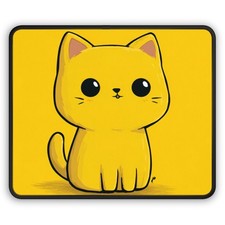 Cute Yellow Cartoon Cat Gaming Mouse Pad | Kawaii Kitten Desk Mat picture
