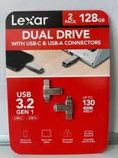 Lexar 2-Pack 128GB Dual Flash Drive USB 3.2 Gen1 : USB-C & USB-A - New Sealed picture