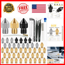 3D Printer Nozzle Kit 50 Piece Hardened Steel Brass MK8 with Cleaning Tools picture