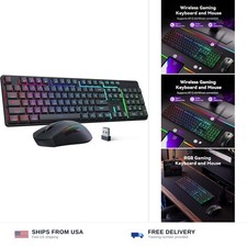 Redragon S107KS Wireless Gaming Keyboard and Mouse, RGB Backlit, 3 Mode (Wire... picture