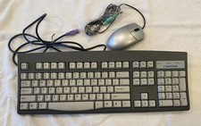 Vintage eMachines ACK-260 Keyboard + Sysgration Mouse Charcoal Grey PS/2 Wired picture