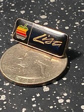 Vtg 1983 Apple Computer Lisa Rare Lapel Pin Rainbow Logo Black Enamel picture