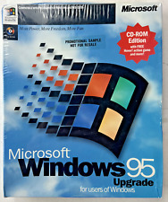Microsoft Windows 95 Upgrade CD-ROM PC Big Box Sealed Free Hover Game + More picture