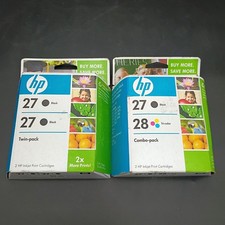 HP 27 28 Genuine Ink Cartridge Lot 4 Black Tri-Color Twin Combo Pack Sealed picture