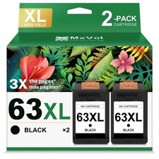 MxVol Ink Cartridge Replacement For HP Ink 63 XL HP63 2-Pack Black Black picture