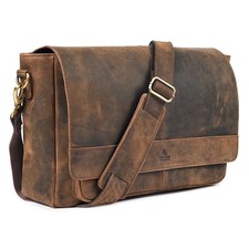Genuine Leather Handmade Laptop Messenger Bag-16 Inch Satchel - Brown Shoulde... picture
